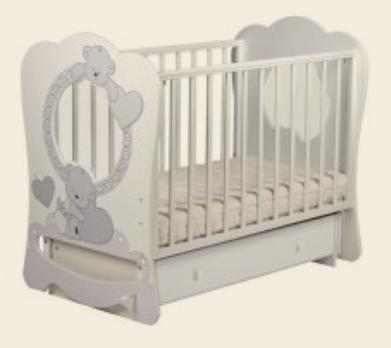 Кроватка маятник продольный Baby sleep-7 БИ 133.2  Мишка с сердечком / ваниль