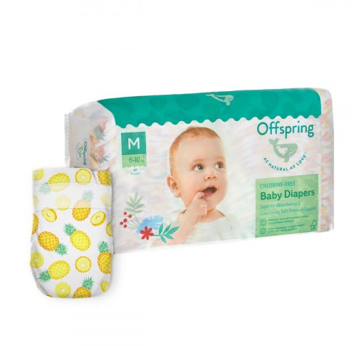 Offspring Подгузники, M 6-10 кг. 42 штуки / расцветка Ананасы