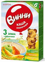 Nutrilak Каша молочная 3 злака "Винни" с фруктами, с 6 месяцев, 200 г