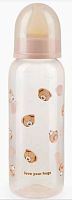 Happy Baby Бутылочка для кормления с латексной соской, 250 мл / цвет bear (розовый)					