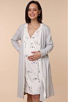 Hunny mammy Комплект женский для беременных и кормящих размер 170,176-116-122/ цвет серый меланж/молочный 					