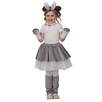 Батик Карнавальный костюм для девочек Зайка Плюша / рост 116 см, от 6 лет / цвет белый, серый					