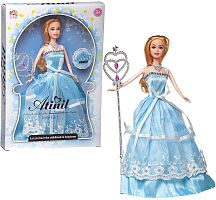 ABtoys Кукла "Atinil. Очаровательная принцесса" в длинном, голубом платье c волшебной палочкой, 28см					