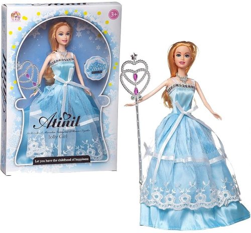 ABtoys Кукла "Atinil. Очаровательная принцесса" в длинном, голубом платье c волшебной палочкой, 28см