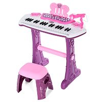 Bambi Детский синтезатор-пианино со стульчиком 8809 / цвет розовый, фиолетовый					