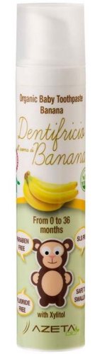Azetabio Органическая зубная паста с ксилитом Банан, 0-36 месяцев