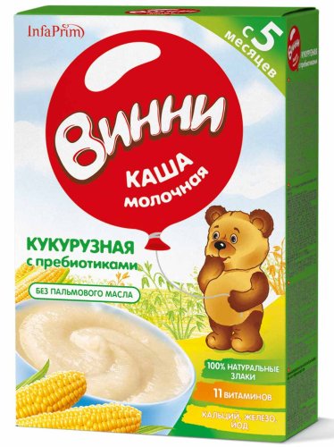 Nutrilak Каша молочная кукурузная "Винни" с пребиотиками, с 5 месяцев, 200 г