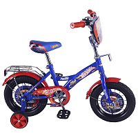 Велосипед детский 12" "Hot Wheels" с багажником, цвет / синий-красный