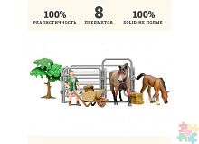 Паремо Игрушки фигурки в наборе серии "На ферме", 8 предметов: Американская лошадь и жеребенок, фермер					