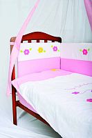 Мама Шила Комплект постельного белья "Лужайка", 7 предметов / цвет розовый					