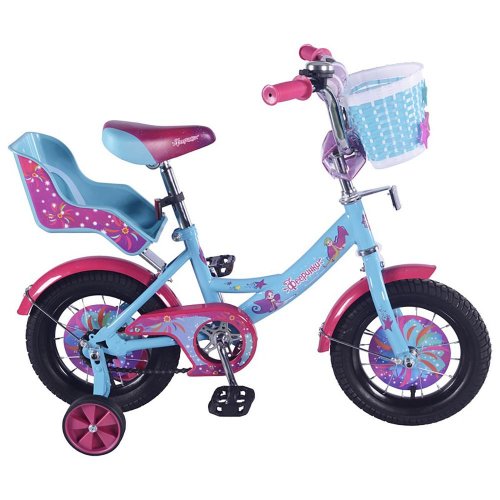 Велосипед детский "Фееринки" 12", цвет / голубой-фиолетовый