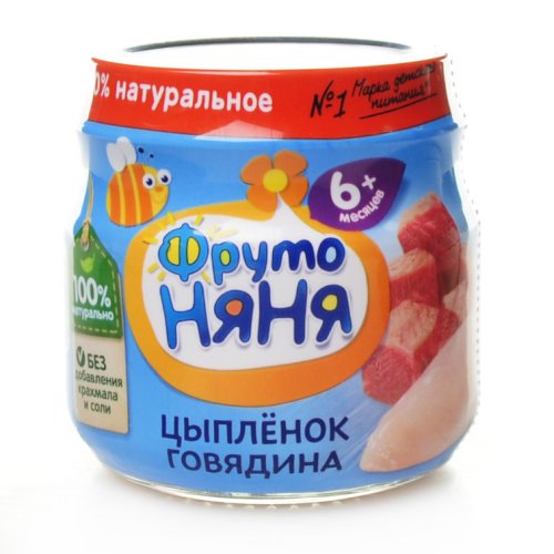 Фрутоняня Пюре из мяса цыпленка с говядиной, 80г